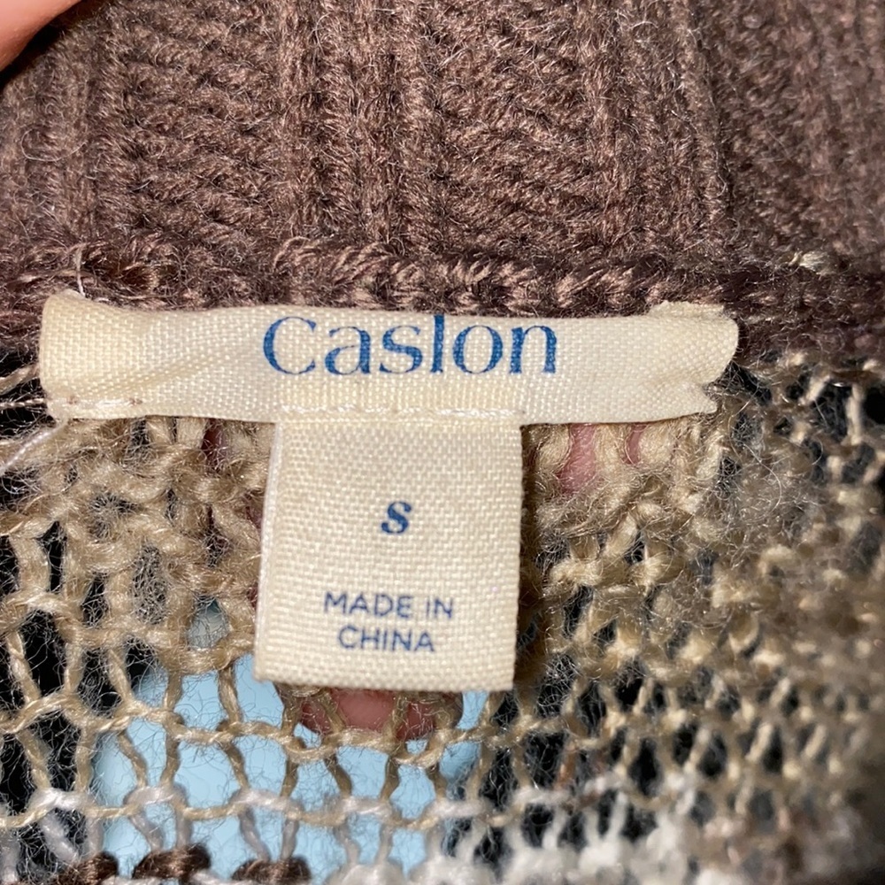 Caslon women’s Small striped neutral tones sweater cardigan jacket winter coat S - Picture 5 of 7